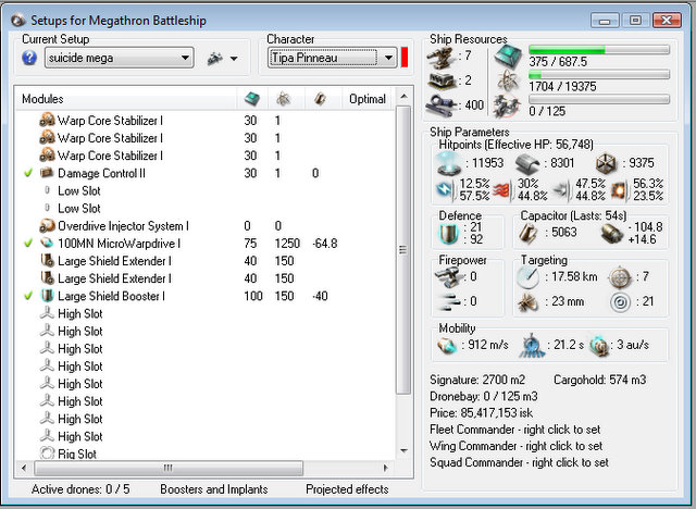 Suicide Mega in EVE Fitting Tool (EFT)