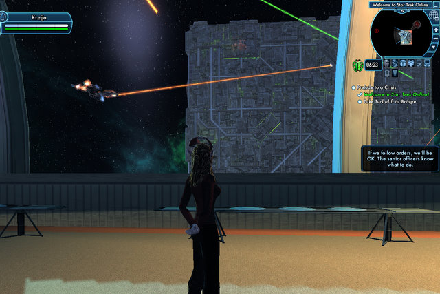Borg cube under attack outside Starbase Alpha