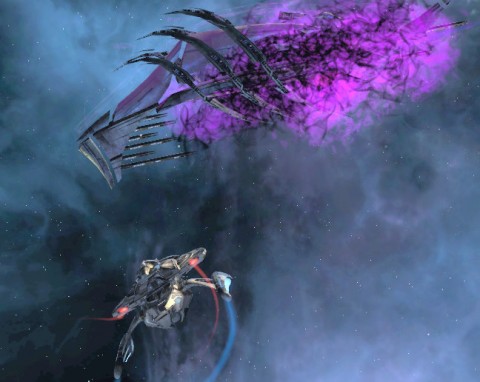 An Obex ship watches, but does not attack