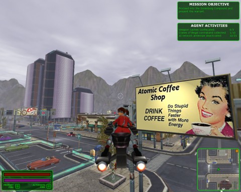 Atomic Coffee -- one of the many puns in the game