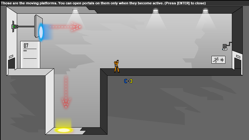 This Flash game is Portal, but without the writing.