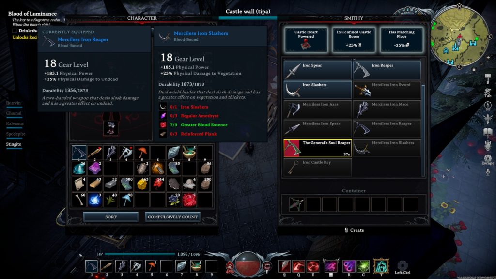 Crafting interface
