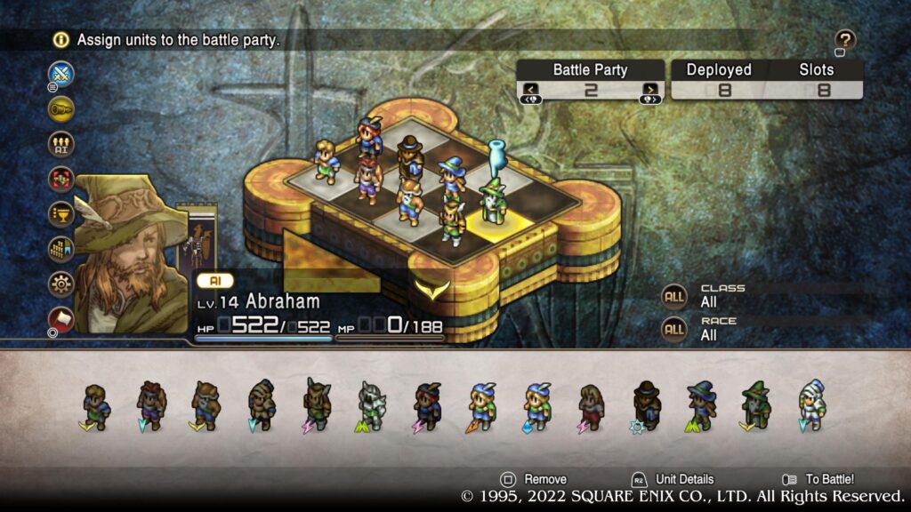 Battle Party selection screen