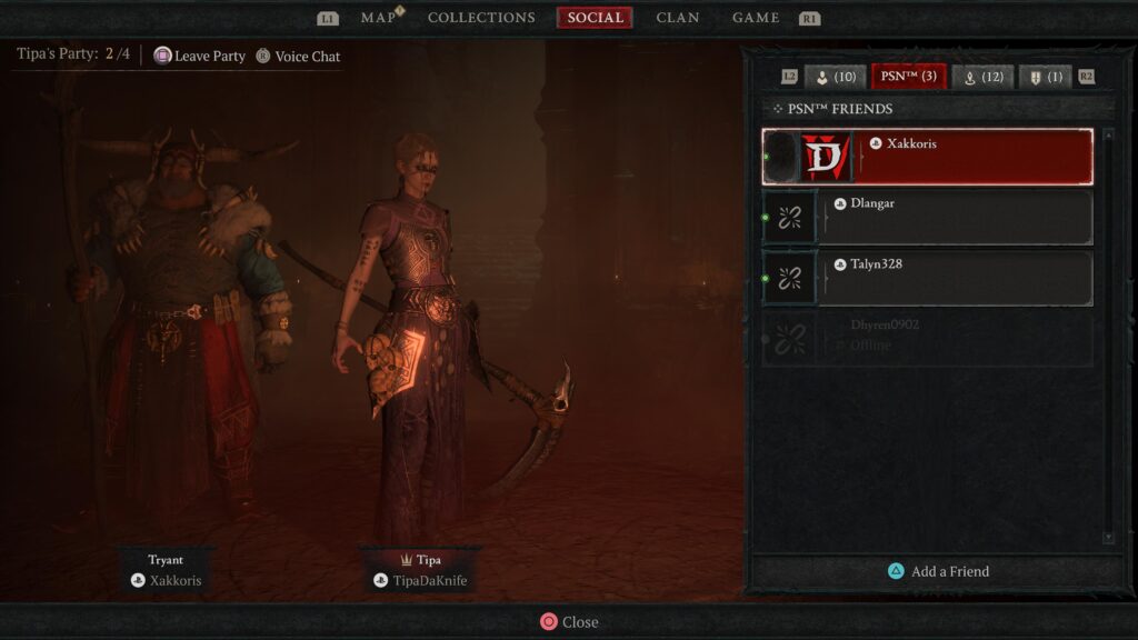 Party screen