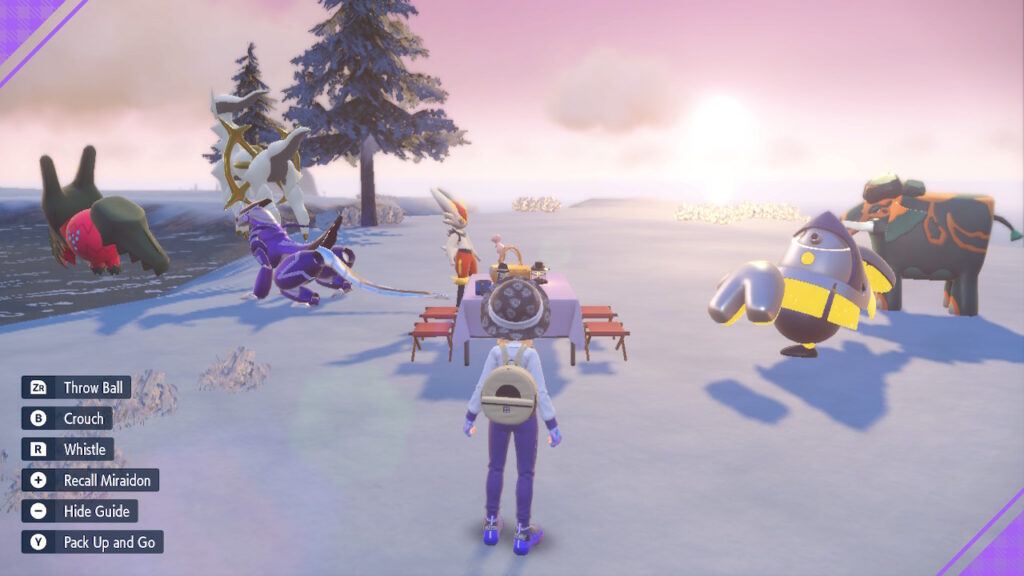 Picnic with my team -- Regidrago, Miraidon, Arceus, Cinderace, Mew, Iron Hands and Copperajah