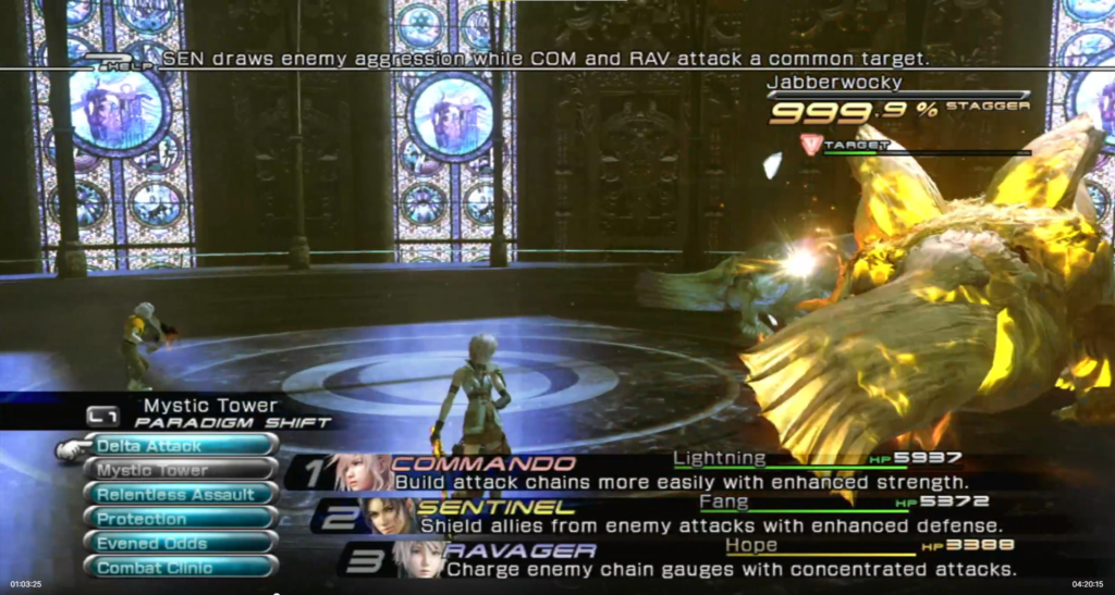Battle screen showing paradigms and roles