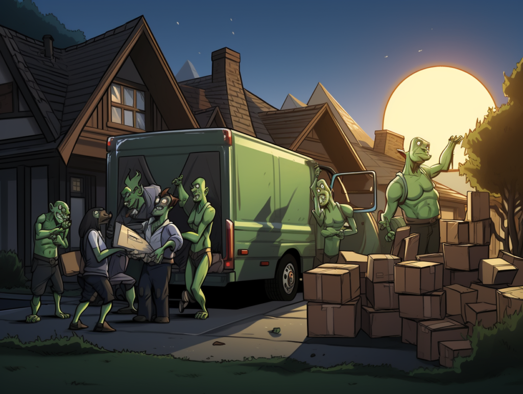 Moving day. Night. Actually... what is going on in this picture?