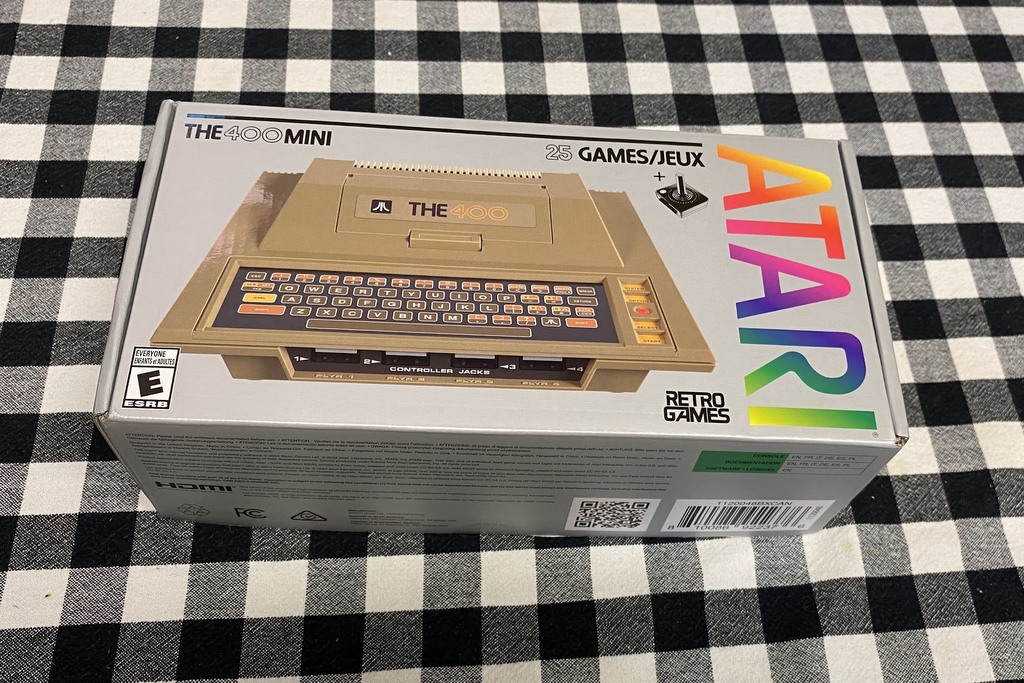 The Atari 400 Mini in its box