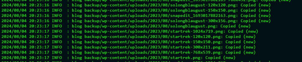 Verbose logging of my backup software running