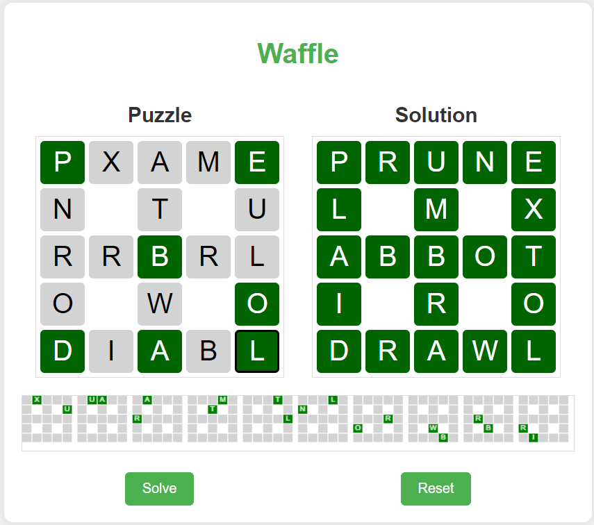 Capture of my Waffle solver