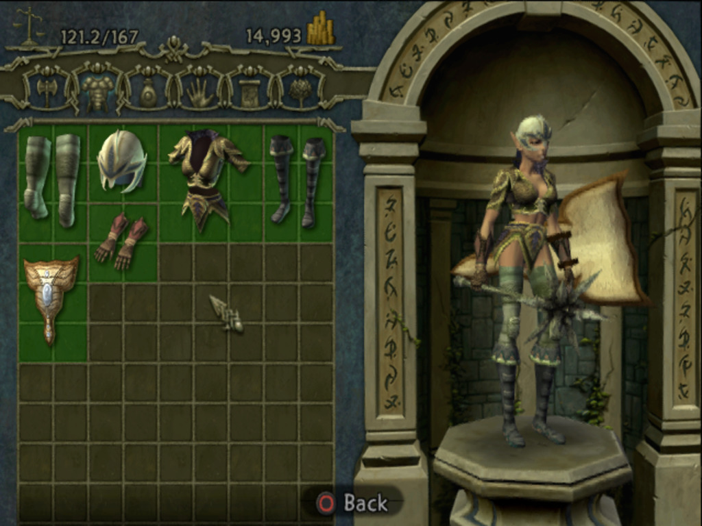 Character armor screen