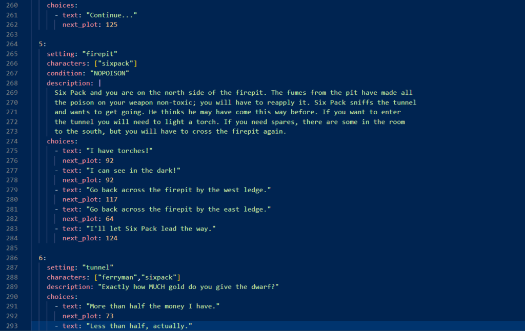 Some of the YAML for the adventure