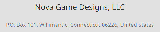 Nova Game Designs LLC, Willimantic, CT