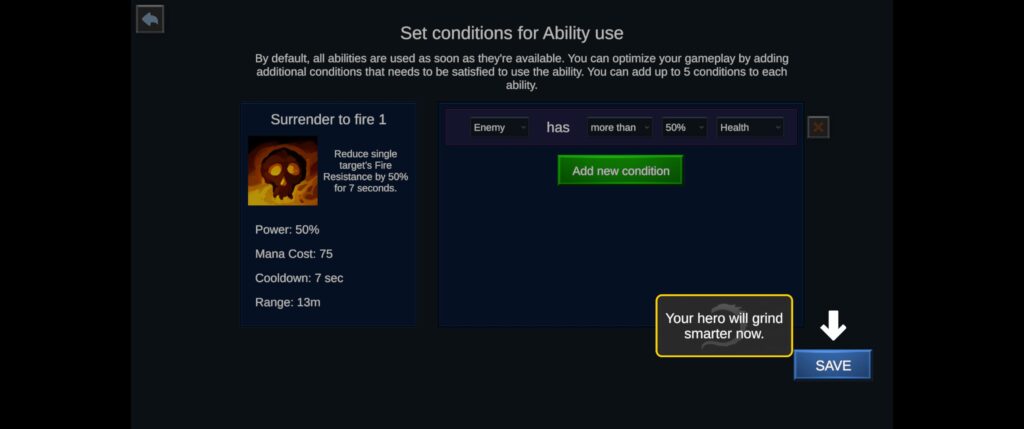 Customization screen