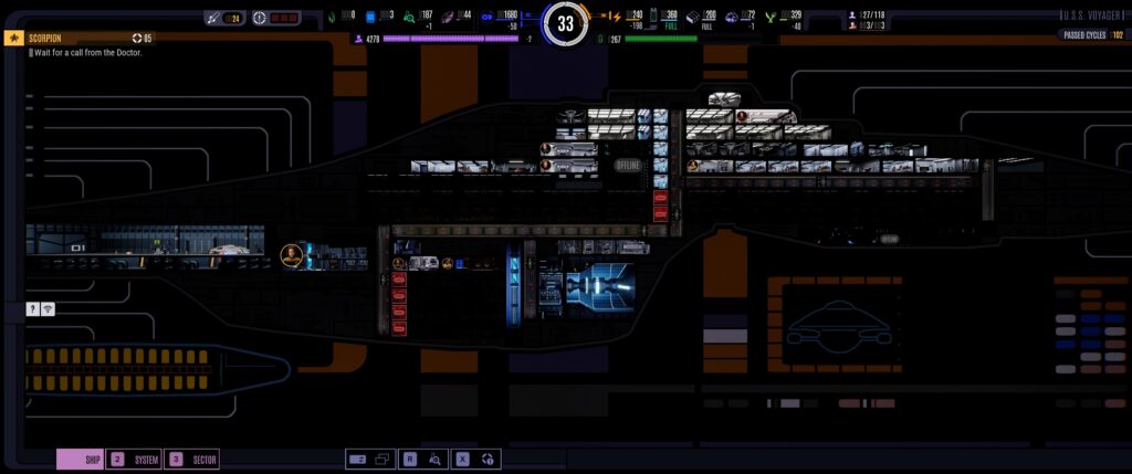 The very much still damaged ship